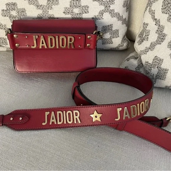 Dior Bags Christian Dior Jadior Leather Clutch Bag With Extra Strap Red Poshmark